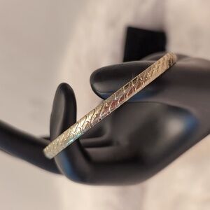 Two Silver Toned Textured Pattern Bangles